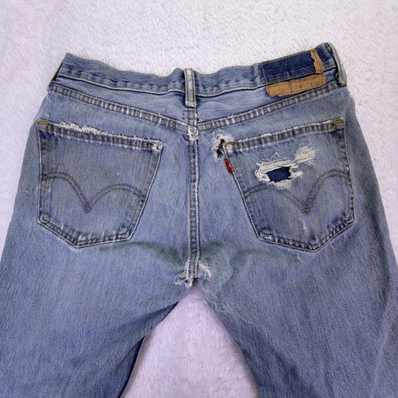 VTG Y2K Levi's Jeans 505 Straight Fit Men's 31x29 Light Wash Distressed Denim - Picture 4 of 6